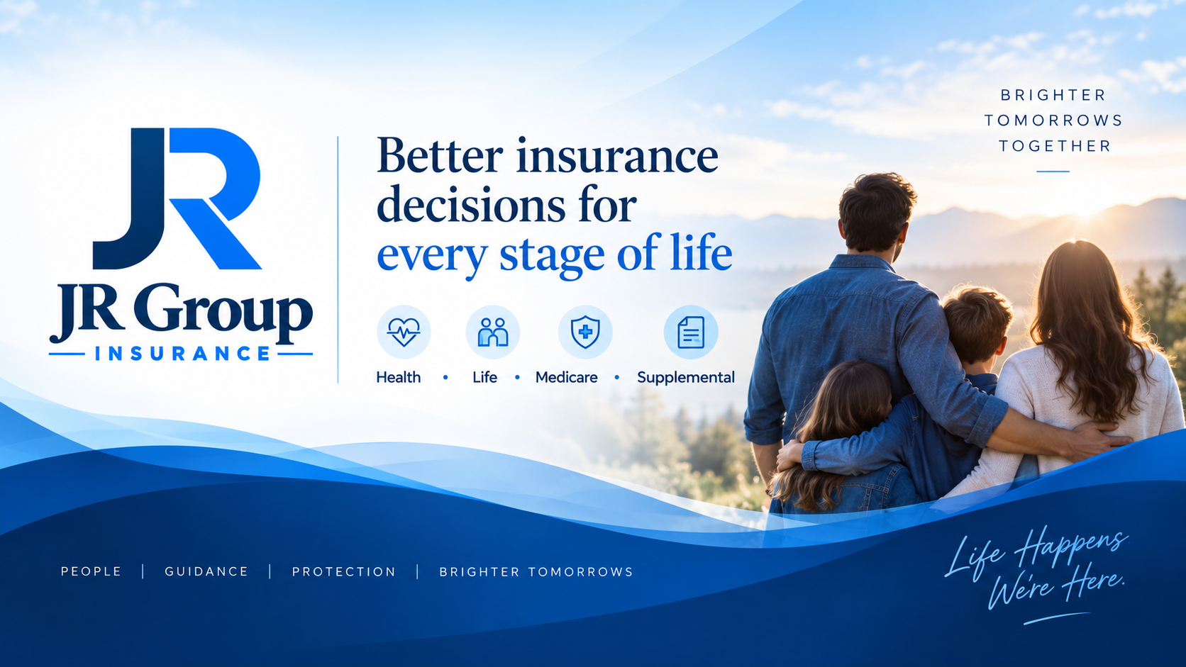 Portada de Facebook de JR Group Insurance con una familia